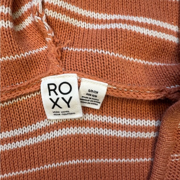 ROXY Turning Out Hooded Sweater – Orange Stripe (Size Small) - Picture 8 of 8